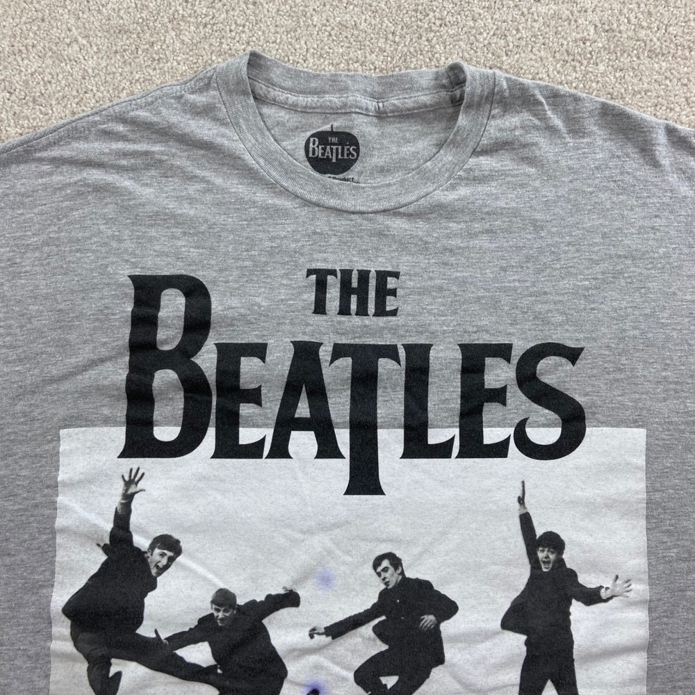 The Beatles Graphic T-Shirt Mens XL Gray Short Sleeve Jump Photo 2014 Apple Corp